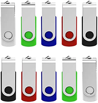 KEXIN USB 3.0 Flash Drive 64GB 10 Pack Thumb Drive (5 Mixed Colors: Black Blue Green Red White)