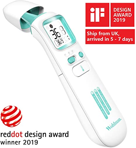 Wohlman Thermometer for Fever, Ear and Forehead Thermometer，Infrared Magnetic Thermometer for Baby Kids Adults Surface and Room Easy Operation 1s Measurement Professional Certification