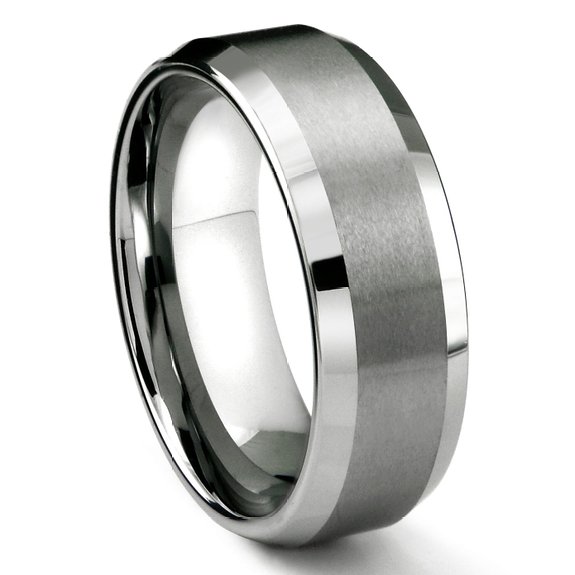 8MM Tungsten Metal Mens Wedding Band Ring in Comfort Fit and Matte Finish Size 7-16