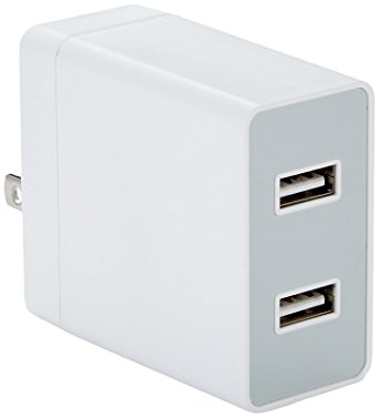 AmazonBasics Two-Port USB Wall Charger (4.8 Amp) - White
