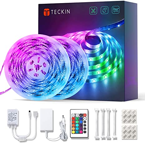 Led Strip Lights 32.8ft TECKIN Remote Control Waterproof RGB Led Light Strips for Bedroom Color Changing Lights 5050 RGB 300 LEDs Light Strips Kit for Home, Bedroom, Kitchen,DIY Decoration