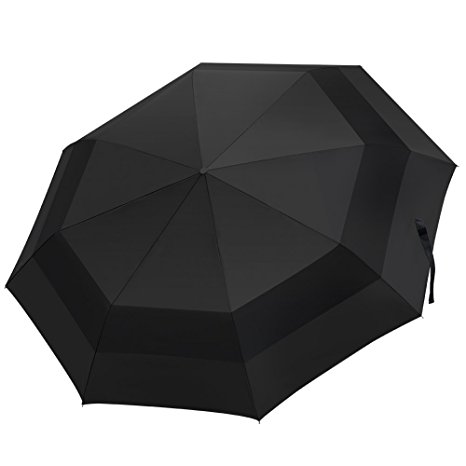 HODGSON Umbrella,Windproof Canopy,Auto open & Close Folding Black Rain Umbrella for Men and Women-Wood