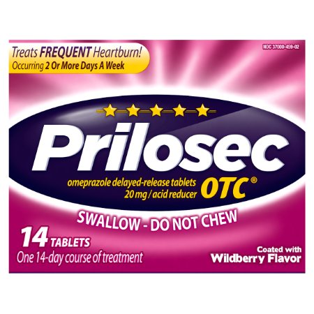 Prilosec OTC Frequent Heartburn Medicine and Acid Reducer Wildberry Flavor Tablets, 14 Count (Packaging May Vary)