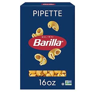 Barilla Pipette Pasta, 16 oz. Box - Non-GMO Pasta Made with Durum Wheat Semolina - Kosher Certified Pasta