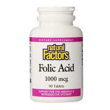 Natural Factors Folic Acid 1000mcg Tablets, 90 Count