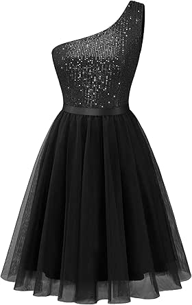 BeryLove Womens Sequin Dress Sparkly Glitter One Shoulder Party Club Dress Bodycon Dresses Prom Dress