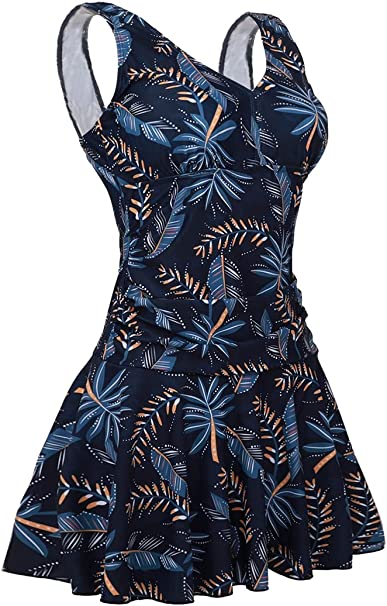 MiYang Women's Plus-Size Flower Printing Shaping Body One Piece Swim Dresses Swimsuit