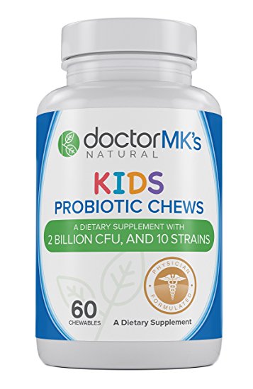 Probiotics for Kids Chewables by Doctor MK's®, Compare to Culturelle for Kids Ingredients, Fun Animal Shapes, Great Tasting Wild Berry Tablets, Sugar Free, Children Ages 2