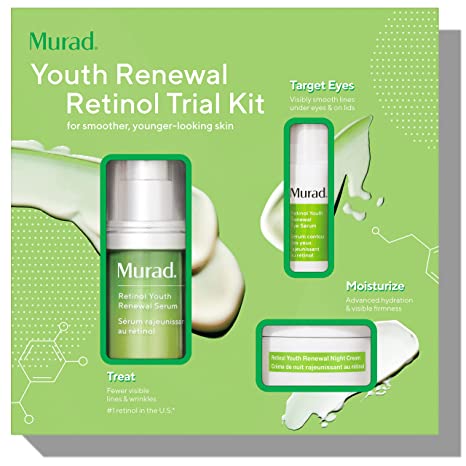 Murad Youth Renewal Retinol Trial Kit – Anti-Aging Retinol Youth Skincare Set with Trial Size Retinol Youth Renewal Serum for Face, Retinol Eye Serum & Retinol Night Cream - Anti-Aging Creams Kit