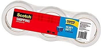 Scotch Heavy Duty Shipping Packaging Tape, 1.88" x 54.6 Yards, 3" Core, Clear, Great for Packing, Shipping & Moving, 3 Rolls - 1 Pack