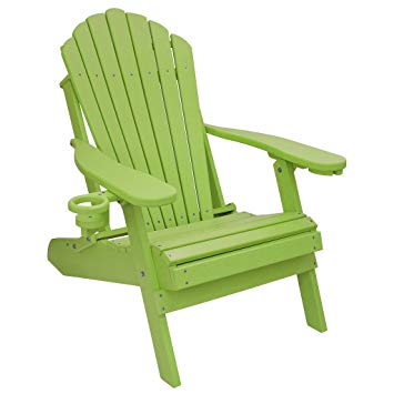 ECCB Outdoor Outer Banks Deluxe Oversized Poly Lumber Folding Adirondack Chair (Lime)