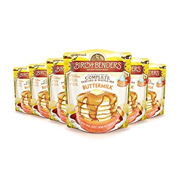 All Natural Buttermilk Pancake and Waffle Mix by Birch Benders, Made with Real Sweet Cream and Buttermilk, Non-GMO Verified, Family Size 144 Ounce (24oz 6-pack)