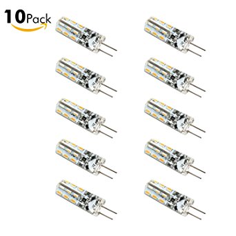 Sanniu G4 Base LED Bulb Halogen Replacement 24 LED 3014 SMD Dimmable 1.5W DC 12V 100LM Bright G4 LED Lights Bulb Lamps Warm White 10 Packs