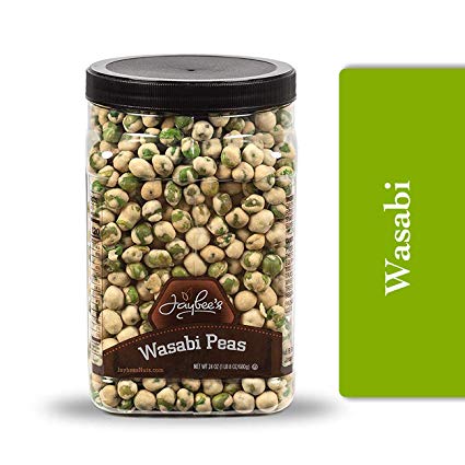 Wasabi Peas - (24 oz) Great Crunchy Spicy Snack for Daily Use - Plenty to Share - Reusable Jar - Kosher Certified - By Jaybee's Nuts