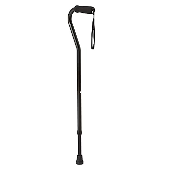 Medline Aluminum Offset Walking Cane for Seniors & Adults is Portable and Lightweight for Balance, Knee Injuries, Mobility & Leg Surgery Recovery