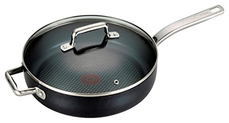 T-fal C51782 ProGrade Titanium Nonstick Thermo-Spot Dishwasher Safe PFOA Free with Induction Base Saute Pan Jumbo Cooker Cookware, 5-Quart, Black