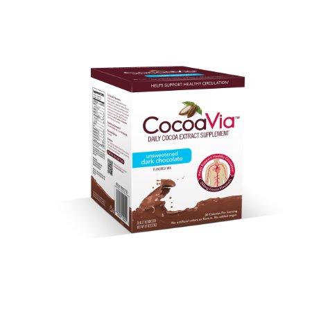 CocoaVia Dietary Supplement Unsweetened Dark Chocolate 027 Ounces each 30 Count
