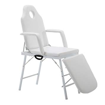 Uenjoy 75" Adjustable Tattoo Table Foldable Massage Table Portable Massage Bed Spa/Salon/Beauty 3 Fold, White