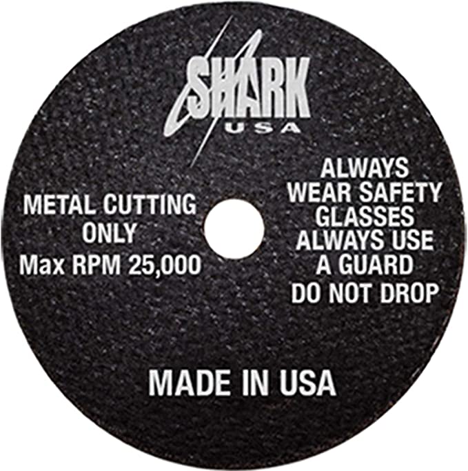 Shark Industries PN-12700 Die Grinder Cut-Off Wheels - 10 Pack, 3-Inch x 1/32” x 3/8” Shark Type-1 Double-Reinforced Thin Wheels, 54 Grit, Maximum RPM 25,000 (10 Cutting Discs)