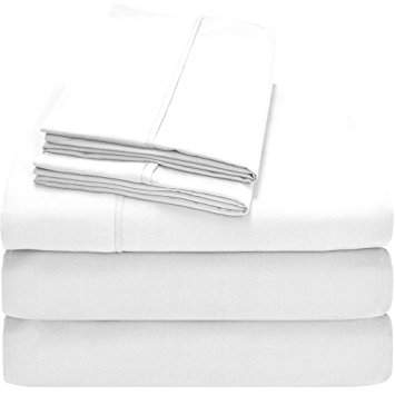 100% Egyptian Cotton California King Sheet Set 1000 Thread Count 4 Piece Sheet Set- Color White - Fits Mattress Upto 18'' Deep Pocket by Mayfair Linen