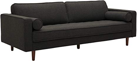 Rivet Aiden Mid-Century Sofa with Tapered Wood Legs, 87"W, Dark Grey