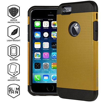 iPhone 6 Case, AERO ARMOR TEMPEST Protective Case for iPhone 6 - Gold (Compatible with 4.7 iPhone 6)