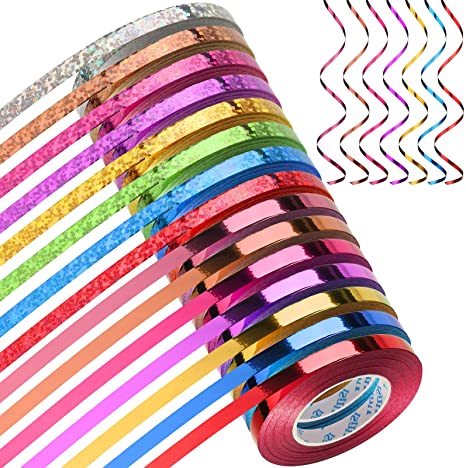 15 Rolls Curling Ribbon Shiny Metallic Balloon String Roll Assorted Colors Wrapping Ribbons for Crafts Bows Present Wrapping Florist Wedding Party Decoration, 11 Yards Per Roll