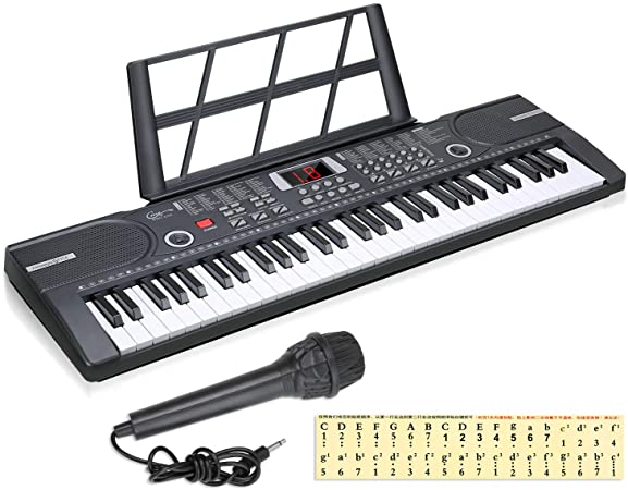Hricane Kids Piano Keyboard, 61 Keys Beginner Electronic Keyboard Portable Digital Music Keyboard, Early Education Music Instrument with Microphone & Music Sheet Stand, Gift for Boy Girl