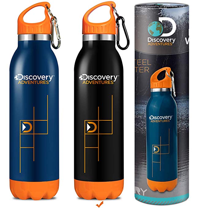 Discovery Adventures Insulated Water Bottle 500ml/600ml/750ml,Vacuum Double Walled Stainless Steel Metal Drinks bottle & flask,keep Cold & Hot/BPA Free for office, home, gym,cycling,sports ect