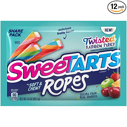 SweeTARTS Twisted Rainbow Ropes Share Pack, 3.5 Ounce, Pack of 12