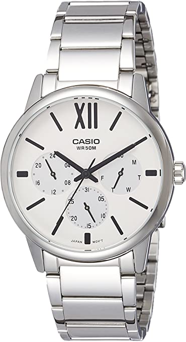 Casio MTP-E312D-7B Original Analog Mens Watch Silver Stainless Steel MTP-E312