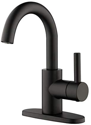 Jacuzzi Duncan Matte Black 1-Handle 4-in Centerset WaterSense Bathroom Sink Faucet with Drain