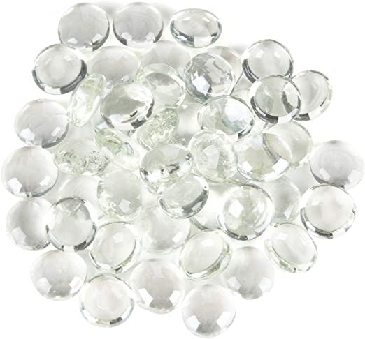 WGV Flat Marbles, Pebbles, Glass Gems for Vase Fillers, Party Table Scatter, Wedding, Decoration, Landscaping, Aquarium Decor, Crystal Rocks, Clear (2 Pounds, Approx 200 pcs)