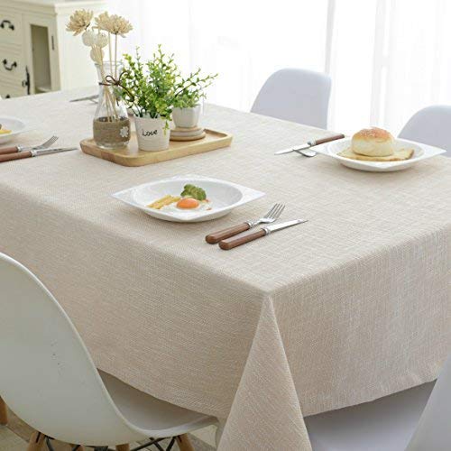Mrs Sleep Cotton Linen Tablecloth Pure Color Table cloth For Kitchen Tablecloths Rectangular Stain Dust Proof Cloth Decorative Table Cloth 130 * 180cm/52 * 70in (beige)
