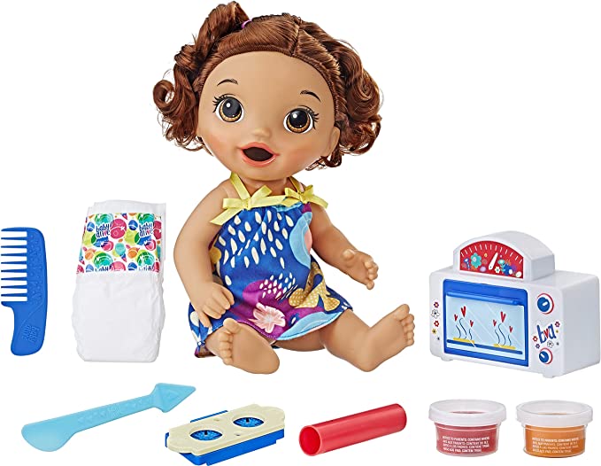 Baby Alive Snackin’ Treats Baby (Brown Curly Hair)