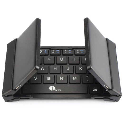 1byone Foldable Bluetooth Keyboard for iOS, Android, Windows, PC, Tablets and Smartphone, Black