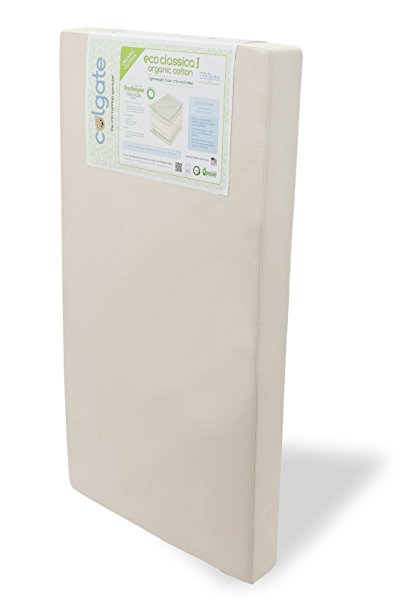 Colgate Eco Classica I - Organic Cotton Foam Crib Mattress with Waterproof Cover, Beige