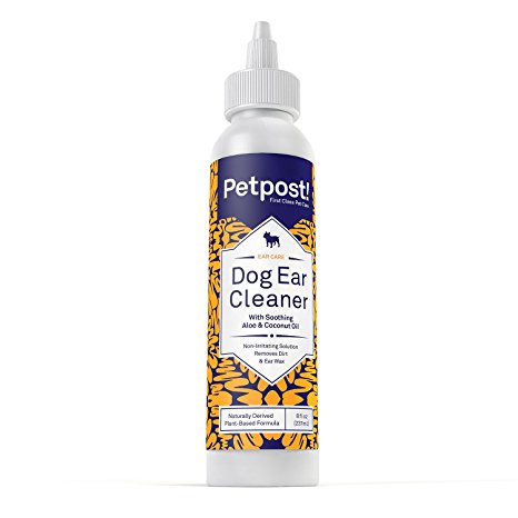 Petpost | Dog & Cat Ear Cleaner - Natural Coconut Oil Solution - Best Remedy for Ear Mites, Yeast and Ear Infection Causing Wax - Alcohol & Irritant Free - 8 Oz.