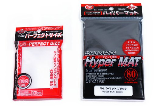 KMC Hyper Mat Sleeve Black 80-Pack  100 Pochettes Card Barrier Perfect Size Soft Sleeves Value Set