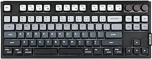 EPOMAKER SKYLOONG GK87 TKL QMK/VIA Wired Mechanical Keyboard with Three Rotary Knobs, Hot Swappable Programmable Custom Keyboard, Split-spacebar, Blue Single Light (Black, Wisteria Linear Switch)