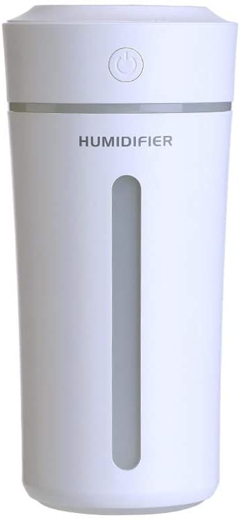 Upgraded Small Humidifiers for Small Space Like Car Office Bedroom, Super Quiet 9 Fl oz Portable Mini humidifier with 7 Colors Night Light, BPA Free for Baby, USB, Auto Shut-Off, 2 Mist Modes(White)