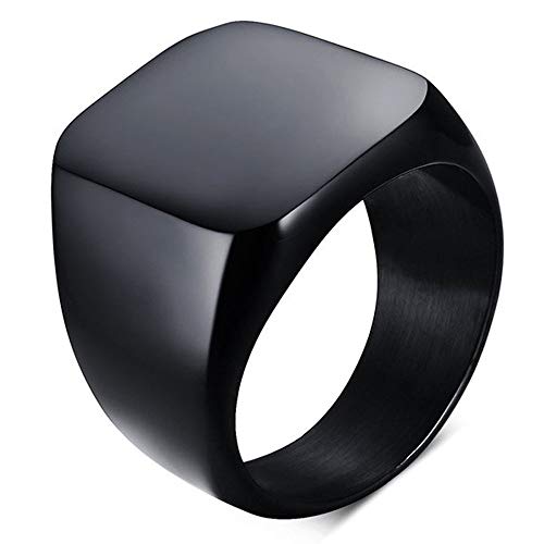 enhong Signet Biker Rings Solid Polished Stainless Steel Ring for Men Size 7-15,Black God Silver 3 Colors