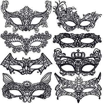 Lictin 8pcs Lace Mask Eye Mask Lace Masquerade Masks Sexy Eye Mask Sexy Lady Girl Lace Eye Mask Prom Mask Eye Mask Party Mask Mysterious Mask for Halloween Carnival Make Up(Black)