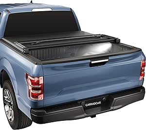CARMOCAR Soft Tri-Fold Truck Bed Tonneau Cover Replacement for 2022 2023 Ford Maverick 4.6FT(54.4") Bed with LED Light