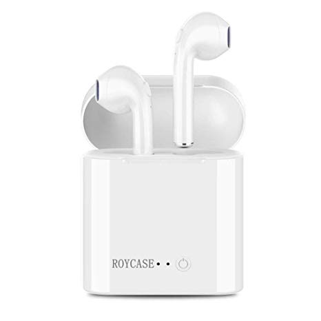 roycase Wireless Bluetooth Headphones - 4.2 Portable Noise Cancelling HD Stereo Sport Earbuds Bluetooth Headset - Outdoor Portable in-Ear Wireless Bluetooth Earphones with Charging Box
