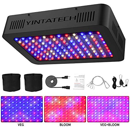 1000W LED Grow Light Full Spectrum, with 120pcs Dual Chips LEDs, Double Switch, Adjustable Rope Hanger, Grow Bags, Daisy Chain Plant Growing Lamp for Hydroponic Greenhouse Indoor Plants Veg and Flower