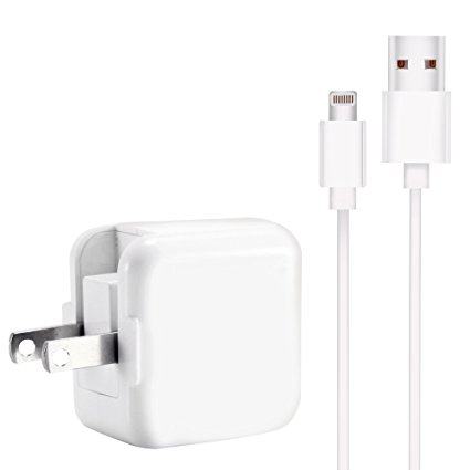 ZOYOL iPad Charger, iPhone Charger 2.4A 12W USB Wall Charger Foldable Portable Travel Plug   6FT Lightning Cable for iPhone X/8/8Plus/7/7Plus/6s/6sPlus/6/6Plus/SE/5s/5, iPad 4/Mini/Air/Pro, iPod