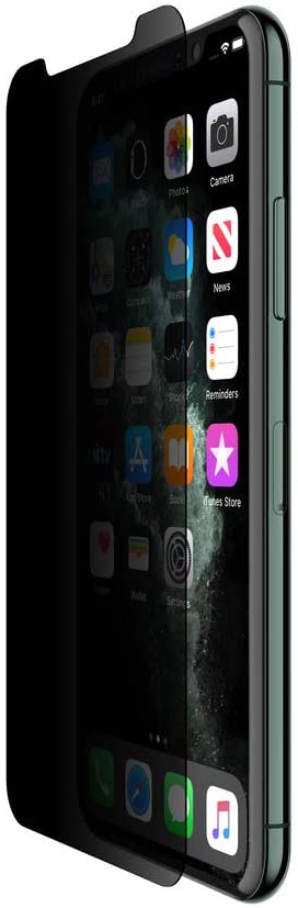 Belkin SCREENFORCE Tempered Glass Privacy Screen Protector for iPhone Xs Max, iPhone 11 Pro Max, OVA005zz