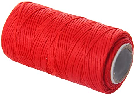Utoolmart Crafts 1mm Leather Sewing Thread Flat Wax String (1mm 50M, Red) 1Pcs