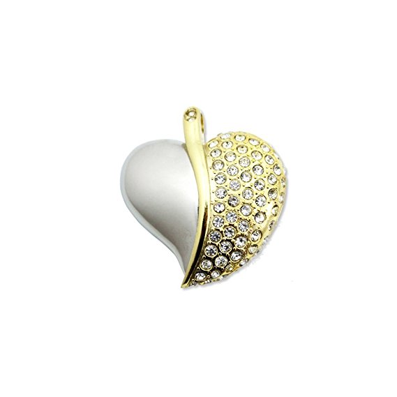 WooTeck 32GB Rhinestone Diamond Metal Heart USB Flash Drive,Fashion Jewelry Bling Shiny Crystal pendant
